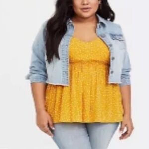 Torrid Yellow Polka Dot Top Size 3X New With Tag
